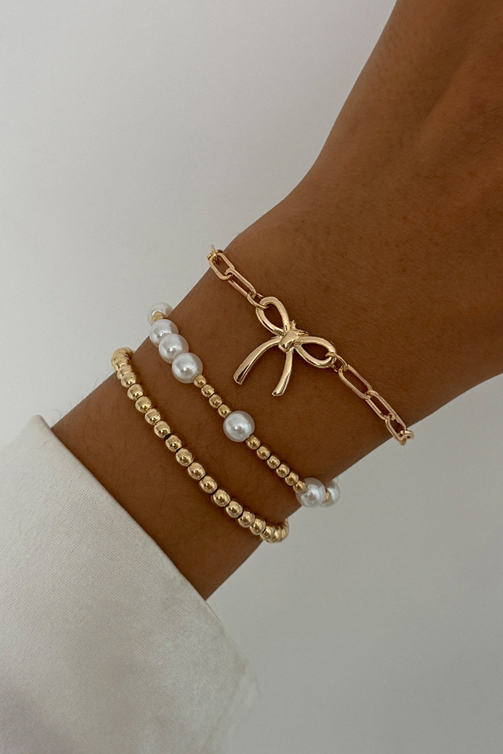 Bow + Pearl Bracelet Set
