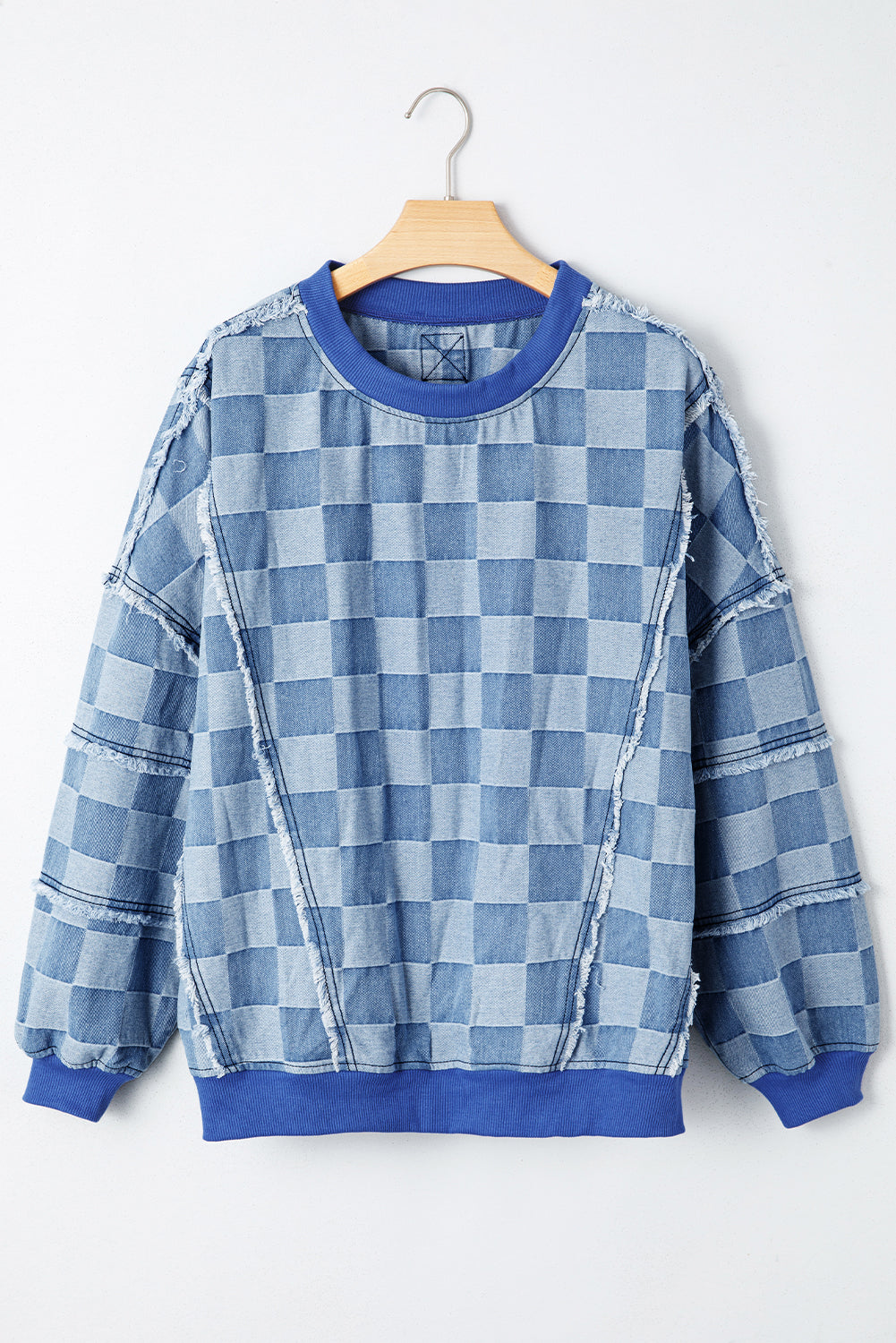 Denim Checkerboard Pullover