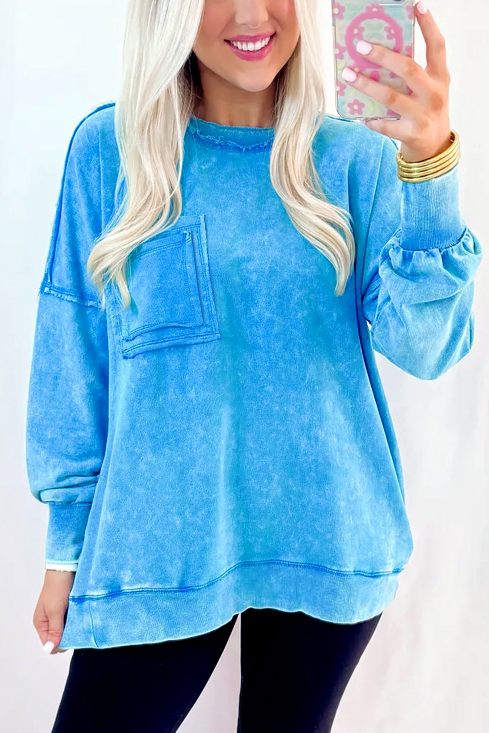 Sky Blue Acid Washed Sweatshirt