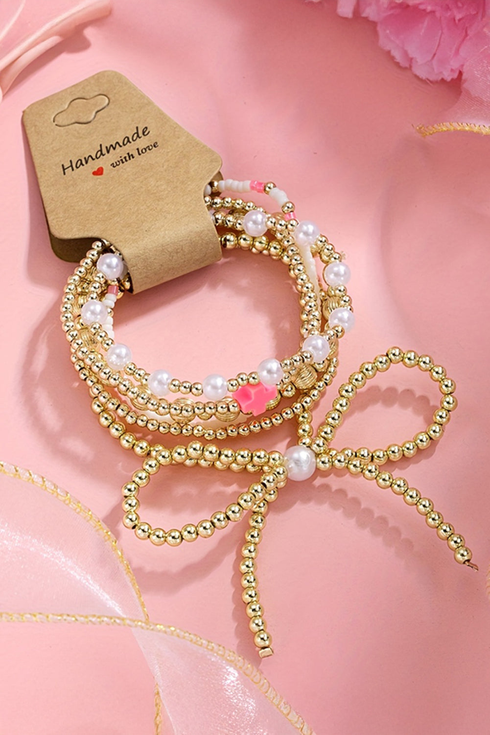 Pink Charm Beaded Bracelet Set